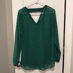 Green floral tunic blouse